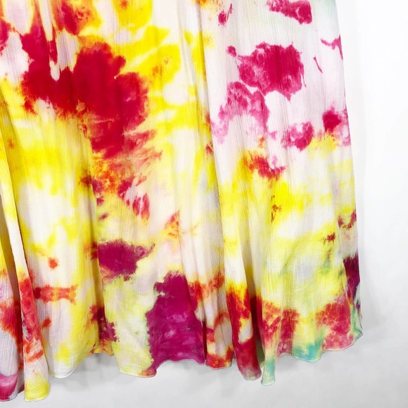 Ruby Rd Womens Plus Size 22W Skirt Tie Dye Ruby Jewel Midi Pink Yellow 1032 - Picture 7 of 11